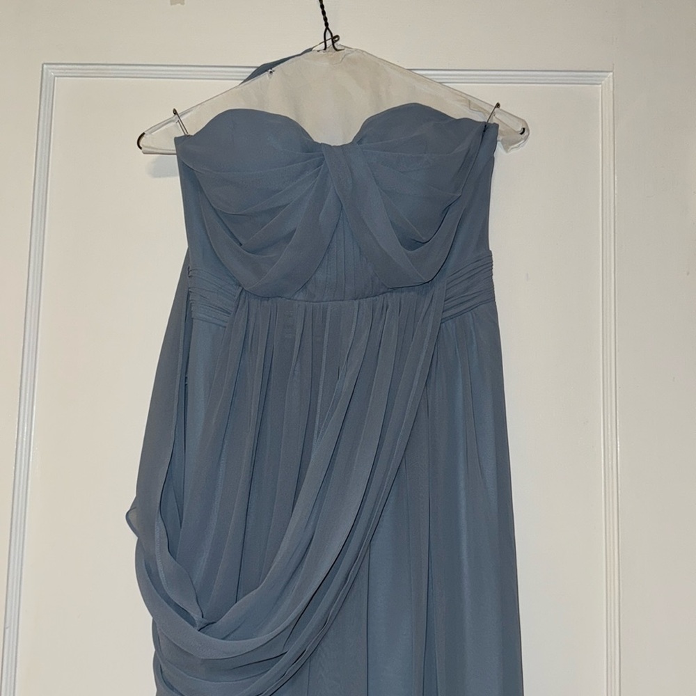 Light Blue Flowy Birdy Grey Bridesmaid Dress